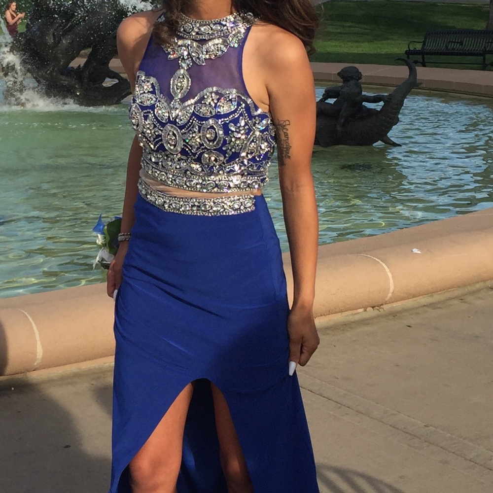 Royal Blue Beaded Long Dress